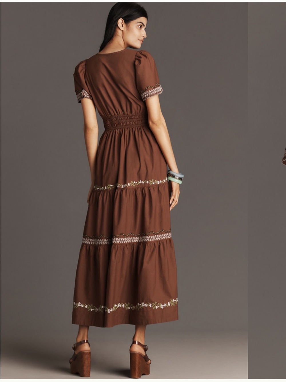 ANTHROPOLOGIE The Somerset Embroidered Maxi Dress in Brown Floral size XL - Picture 2 of 9